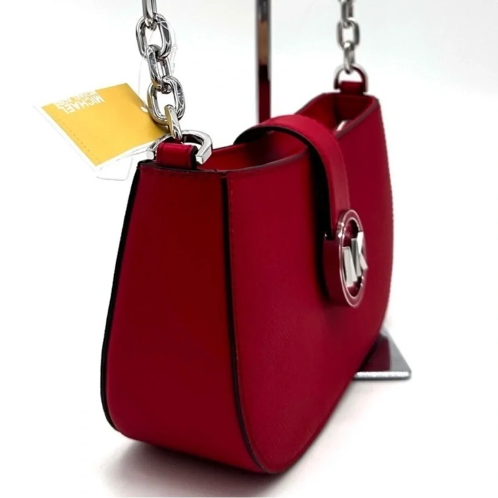 Michael Kors Carmen Small Pouchette Crossbody Bag Red/Silver